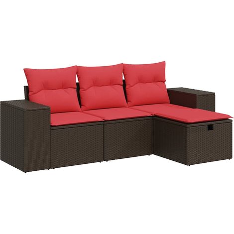 vidaXL Set Divano da Giardino 4 pz con Cuscini Marrone in (1/5)