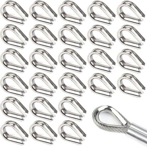 Lot de 50 Cosse à sertir M4,Acier inoxydable 304,Câble 4mm,Forme cœur,Usage intérieur extérieur (1/5)