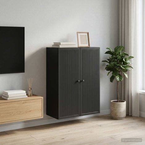 Irovami Armoire murale noire 66 x 34,5 x 90 cm en bois d'ingénierie (1/5)