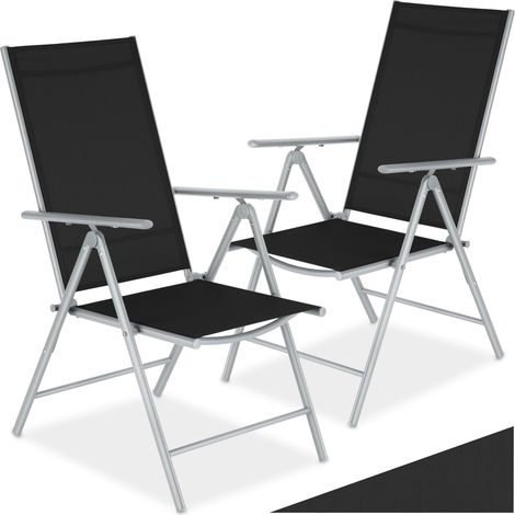 Lot de chaises jardin pliantes en aluminium dossier réglable argent (1/5)