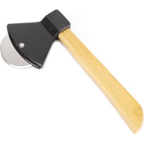 Couteau à Pizza avec manche en bambou, lame rotative, outil de coupe de cuisine domestique(Noir) (1/5)