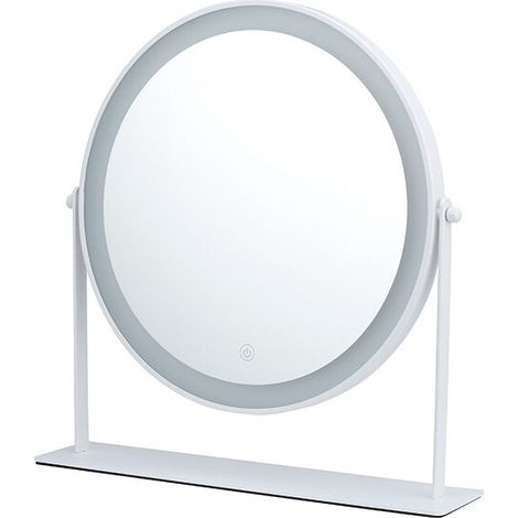 Round LED Makeup Mirror for Dressing Table, Illuminated Table Mirror with Touch Control and 3 Brightness Levels - USB Charging/AAA Battery - 25.5CM (1/4)