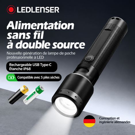 Lampe torche LED rechargeable 9W puissante 350 lumens zoom réglable étanche Type-C autonomie 20h 120 g – Livraison gratuite (1/5)
