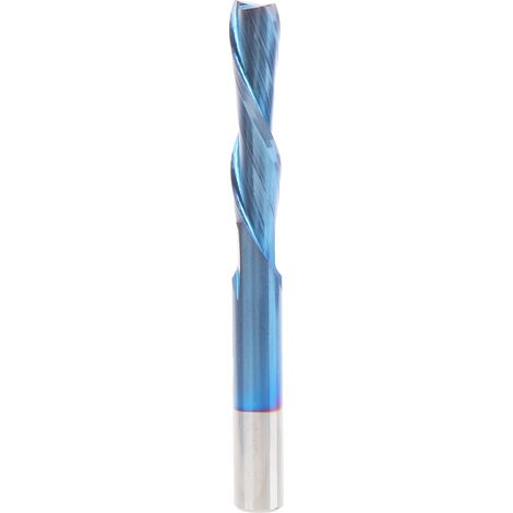 Fraise à 2 lèvres carbure tungstène revêtement bleu, queue cylindrique 6x6x25x60mm pour défonceuse (1/5)