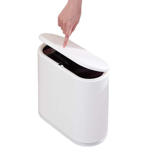 Poubelle rectangulaire en plastique de 10 litres avec couvercle à pression, conteneur à déchets de 2,4 gallons pour salle de bain, salle d'eau, chambre, cuisine, atelier de loisirs créatifs, bureau (b