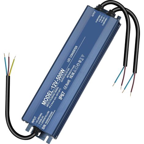 Transformateur 220V 12V 500W, alimentation 12v 42A, étanche IP67 Transfo AC à DC, pour G4, GU5.3, MR11, MR16, non gradable, sans bruit, sans scintillement, sans charge minimale (1/5)
