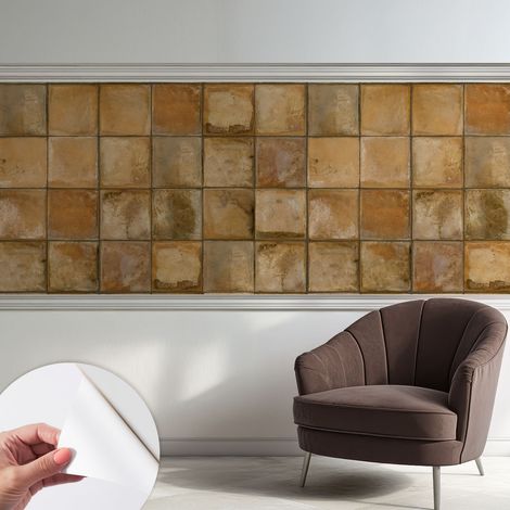 Papier peint autocollant avec imprimé décoratif pour salon et chambre à coucher Installation facile Mosaïque rustique 250x104 cm (1/5)