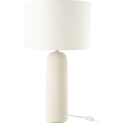 Lampe en terre cuite blanche design épuré pour salon cosy - Blanc naturel terre cuite (1/4)