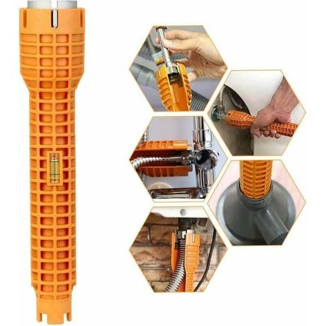 Clé Robinet En Alliage D'Aluminium Cle Serrage Robinet Cle A Lavabo Clé Mitigeur Multifonctionnel Anti-Dérapant Facile à Utiliser Pour Maison Cuisine Salle De Bain Mitigeur Evier - Orange (1/5)