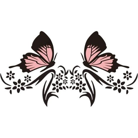 Autocollant Capot Voiture - Motif Papillon Fleurs - Étanche PET - Pour Voiture SUV Camion - 2 Pièces