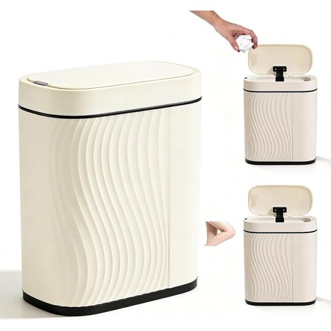 Poubelle Automatique, 8 L Poubelle De Salle De Bain Avec Capteur, Poubelles Cuisine, Étanche/Anti-Odeurs, Poubelles Électrique Avec Couvercle, Fine Intelligente Pour Cuisine (1/5)