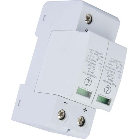 Dispositif de Parasurtenseur de Tension 2P DC 1000V Parafoudre Basse Tension Dispositif de Protection contre les Surtensions 36MM Installation de Rail à Utiliser avec Disjoncteur(20/40KA) (1/5)