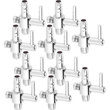 Lot de 10 valves de réglage du débit d'air pour pompe à oxygène d'aquarium en acier inoxydable, à ouverture simple et filetée. Accessoire pour aquarium. (1/5)