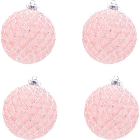 Palline in vetro soffiato rosa decorazioni per albero di natale addobbi sfera cm10 natalizia set da 4 da collezione (1/3)