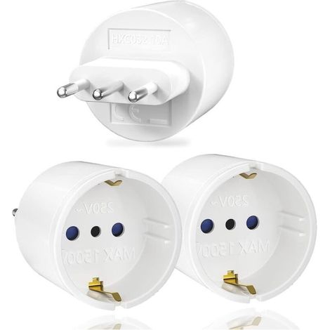France to Italy Type L Travel Adapter – Pack of 3 for Italy, Syria, Uruguay, Chile and Maldives (1/4)