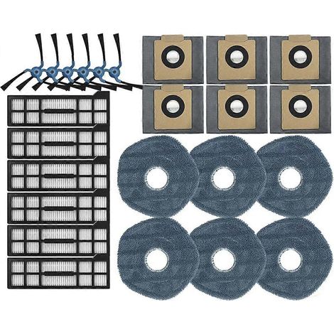Pièces détachées pour aspirateur robot X10 Pro Omni : brosse principale, chiffon de nettoyage, filtre HEPA, sac à poussière et accessoires. (1/5)