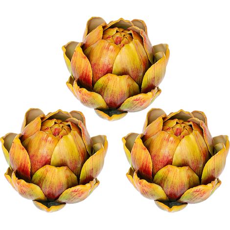 Ensemble de 3 plantes succulentes artificielles comprenant une tête d'ananas, un lys français, un artichaut et d'autres éléments décoratifs pour le salon, la salle à manger et l'entrée (grande tête d' (1/2)