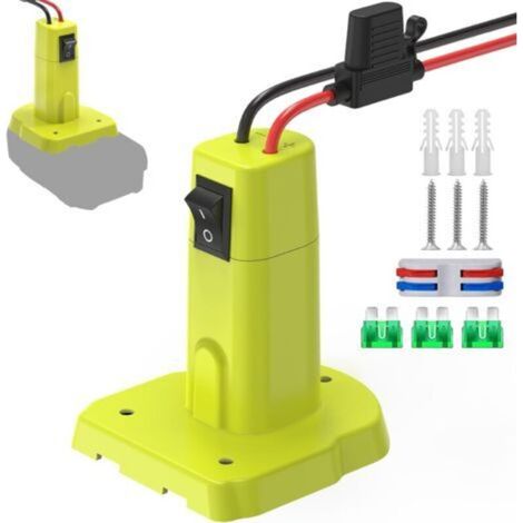 Adaptateur Power Wheel compatible avec batterie Ryobi 18 V, kit convertisseur de batterie amélioré avec interrupteur, fusible et bornes de câble, câble 12 AWG