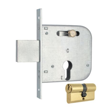SERRATURA CANCELLO INFILARE 138 MG - B.Q ZINC F.MM 20 F.SAGOM M2+SCR+POM E.MM 50 CF=PZ2- 1 confezioni