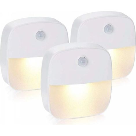 Set of 3 LED motion sensor lights – Battery operated – Automatic detection for hallway, bedroom, kitchen, closet – Warm white (1/5)