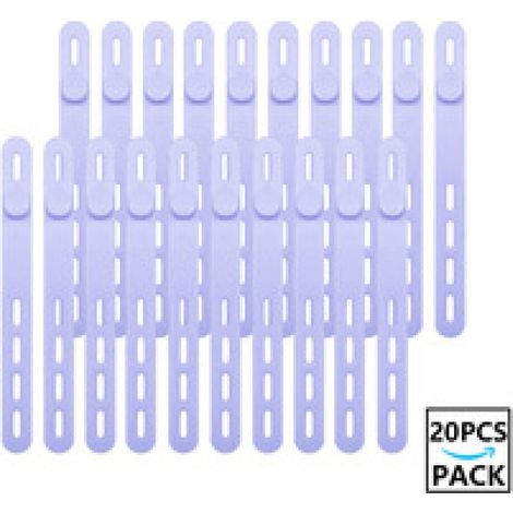 20er-Pack wiederverwendbare, waschbare Kabelbinder aus Silikon mit Verschlussschnalle, verstellbare Befestigungsbänder, hochelastischer Mehrzweck-Kabel-Organizer (lila) (1/5)