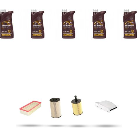Kit tagliando 4 FILTRI e 5L OLIO compatibile con Vw Passat (3c2,3c5) 2.0 TDI 81kw Dal 2008 al 2010 (1/5)
