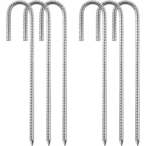(8 mm x 30 cm) Piquets de tente en acier set de 6 Kit de fixation de trampoline en J galvanisé Tente de trampoline Tente de camping Balançoire Toile de trampoline