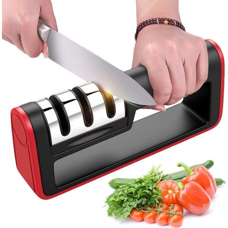 Professioneller 3-in-1-Messerschärfer mit rutschfester Basis und ergonomischem Design für alle Größen von Haushaltsmessern (1/5)