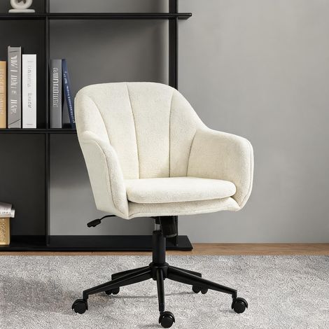 Chaise de bureau beige en polyester acier 63 x 60 x 94 cm (1/5)