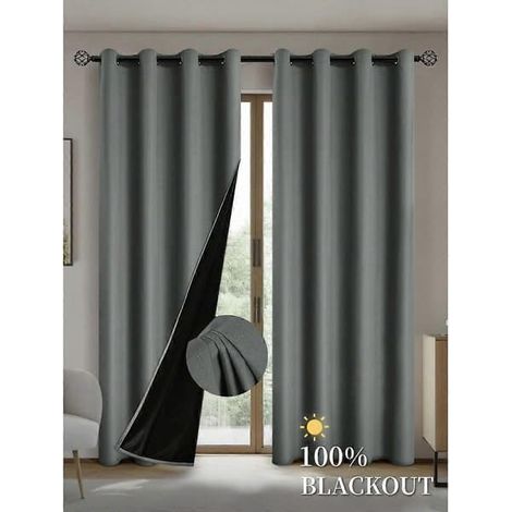 Verdunkelungsvorhänge mit isolierendem Futter, geeignet für Wohnzimmer, Schlafzimmer, Küche, Heimtextilien, kompatibel mit verschiedenen Marken, dunkelgrau (1/5)