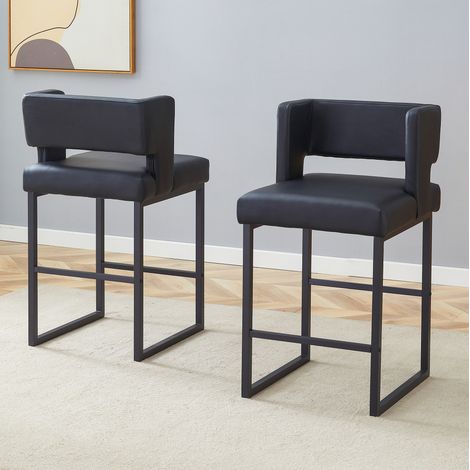 Silla alta acolchada negra patas metálicas OKMYHOME (1/5)