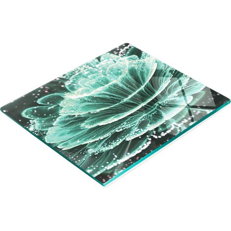 Tagliere decorativo in vetro temperato con motivo floreale frattale, 60x52 cm. (1/5)