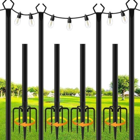 Poteau d'éclairage pour terrasse - 4 paquets de 3m pour l'extérieur Poteau d'éclairage en acier pour la décoration extérieure du jardin. de l'arrière-cour (Paquet de 4) [Classe énergétique G] (1/5)