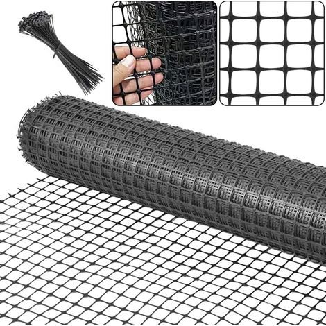 1m x 20m Clôture de jardin, clôture en plastique de maille lourde clôture temporaire de sécurité, barrière d'animal pour chien, jardin légumes volaille poulet réutilisable bordure net - noir (1/5)