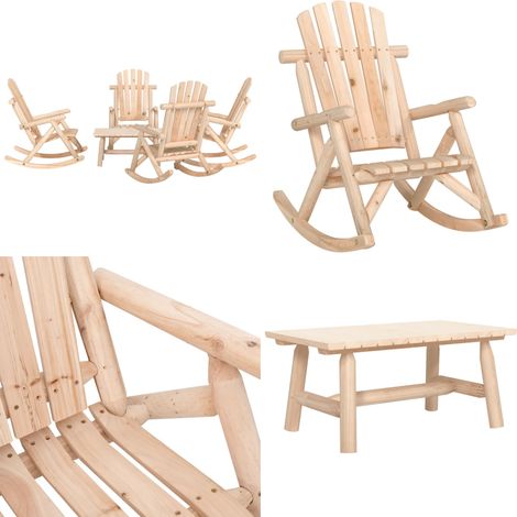 5-tlg. Garten-Lounge-Set Massivholz Fichte - Holzschaukelstuhl - Fichtenholz (1/5)