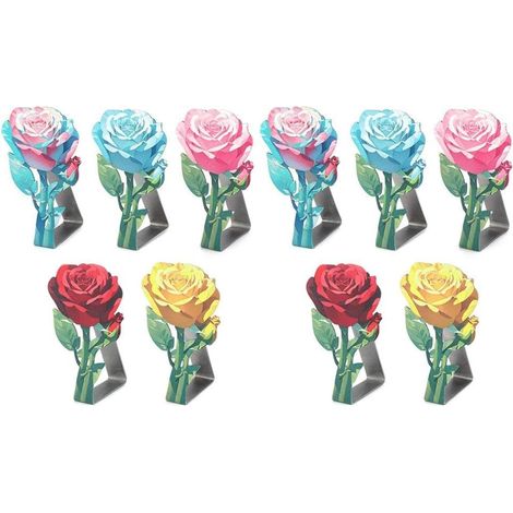 CCYKXA Lot de 10 pinces à nappe réglables en acier inoxydable avec motif rose – Clips de fixation d'extérieur résistants à la rouille pour tables rectangulaires, rondes et de camping (1/5)