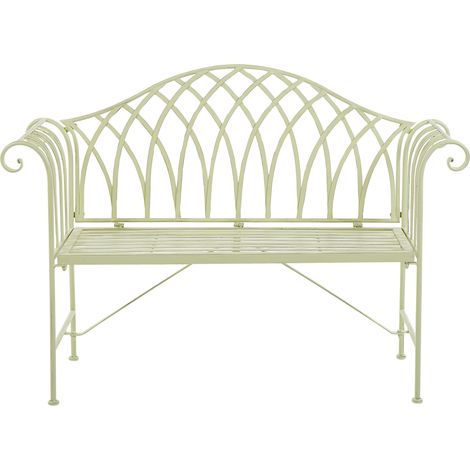 Banco de jardín de metal verde claro 130 cm 2 plazas reposabrazos vintage Milazzo (1/5)