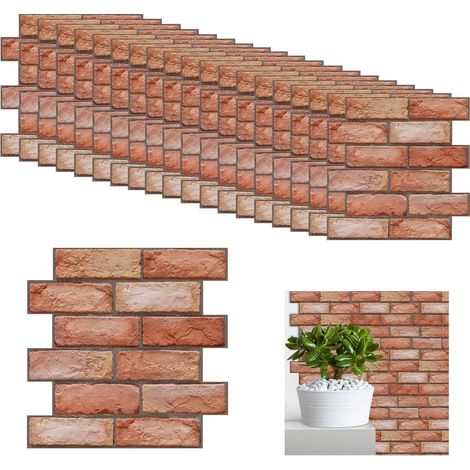 Pack de 20 3D Dalle Pvc Adhésif Mural, 30 X 30 cm Papier Peint Auto-Adhésif ImperméAble Brique Pierre, Panneau Mural Decoratif pour Portes Murales Chambre Cuisine (1/5)