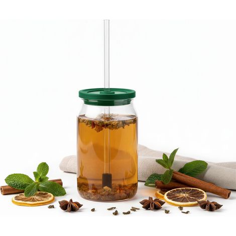 BOTELLA ECO 0,5L TRANSPARENTE CON TAPA Y PAJITA PARA BEBIDAS (1/5)