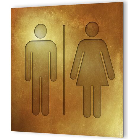 Panneau pictogramme de signalisation · Toilettes Mixtes Texture Gold (1/5)
