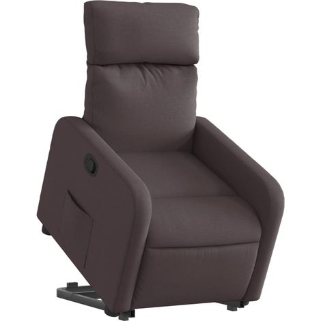 Poltrona relax porta TV rivestimento confortevole funzione sollevamento elettrico in tessuto testa di moro DEC028006