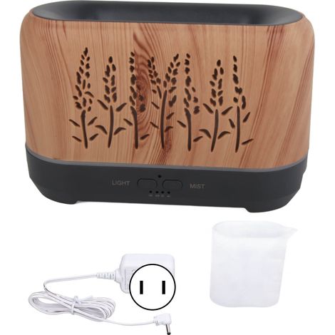 Diffuseur d'arômes 200ml en bois effet flamme, silencieux, veilleuse décorative, prise US 100-240V (1/5)