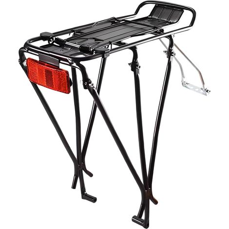 Porte-Bagages de Vélo à 6 Tige de Support, Porte-Bagages Arrière VTT Aluminium Porte Bagage Velo Capacité de Charge Maximale de 25kg, Porte Vélo Universel à Dégagement Rapide avec Réflecteur (1/5)