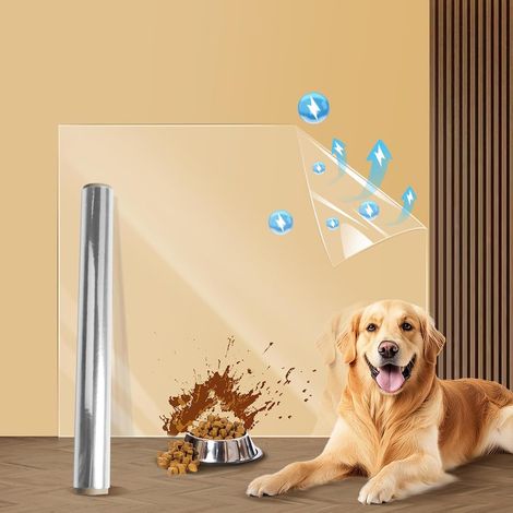 Film Statique Transparent, 40X300cm Films de Protection Murale, Protege mur Travail Cuisine, Films Anti Eclaboussure Cuisine, Protection mur Chien, Chats, Chaises (1/5)
