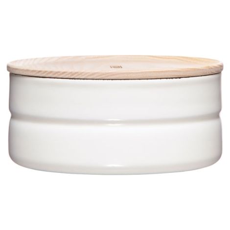 Barattolo Riess con coperchio in legno Ø13cm 615ml smalto bianco puro