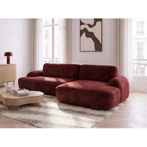 BOBOCHIC - Canapé d'angle convertible CELESTE tissu lisse Angle droit Rouge (1/4)
