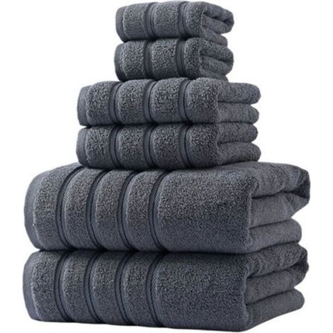 Serviette De Bain - Coton 100 % - Absorbant Doux Séchage Rapide - Pour Salle De Bain Familiale - Lot De 6 Pièces (1/5)