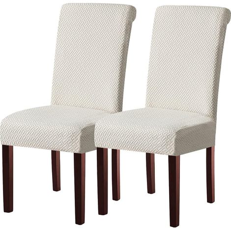 Stuhlhussen 2er Set, Cremeweiß, Stretch, Waschbar, Universalbezug für Schwingstühle (1/5)