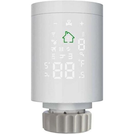 Thermostat Actuator for Radiator Valve Radiator LCD Screen on Body Powered by AA Batteries, Compatible with Amazon Alexa and Google Home (1/4)