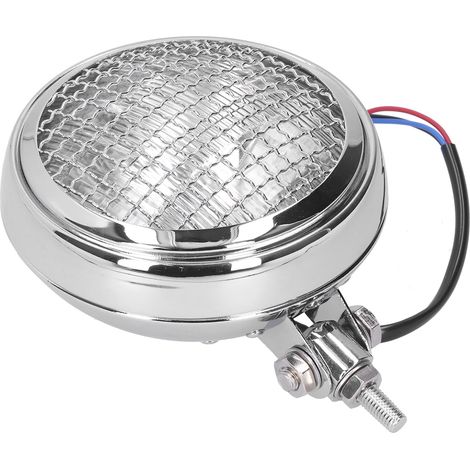 Phare Avant Moto Rond Style Rétro 6 Pouces 12V Universel Lentille Transparente Grille de Protection (1/5)